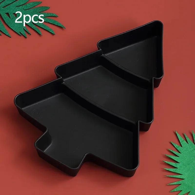 1pc/2pcs-Christmas Tree Fruit Bowl Home Snack Plate Plastic Candy Dish Melon Seeds Dried Fruit Box Lazy Snack Box