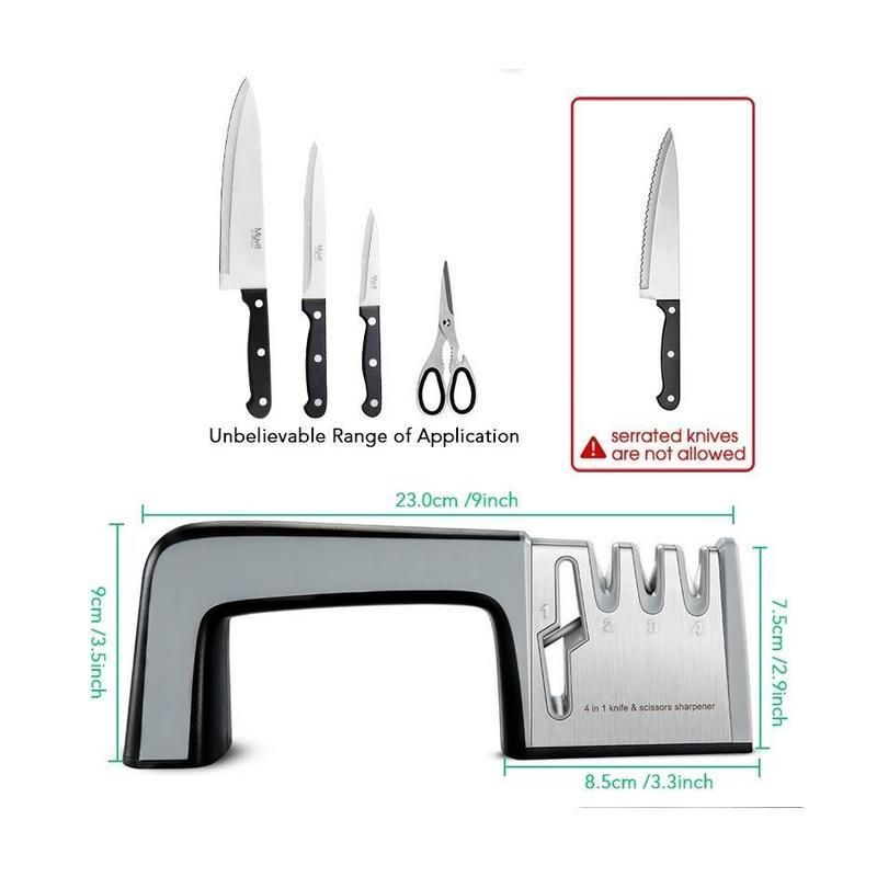 Quick Sharpener Convenient and Fast To Use New 4 in 1 Knife Sharpener, Kitchen Knife Care, Sharpens Dull Blades