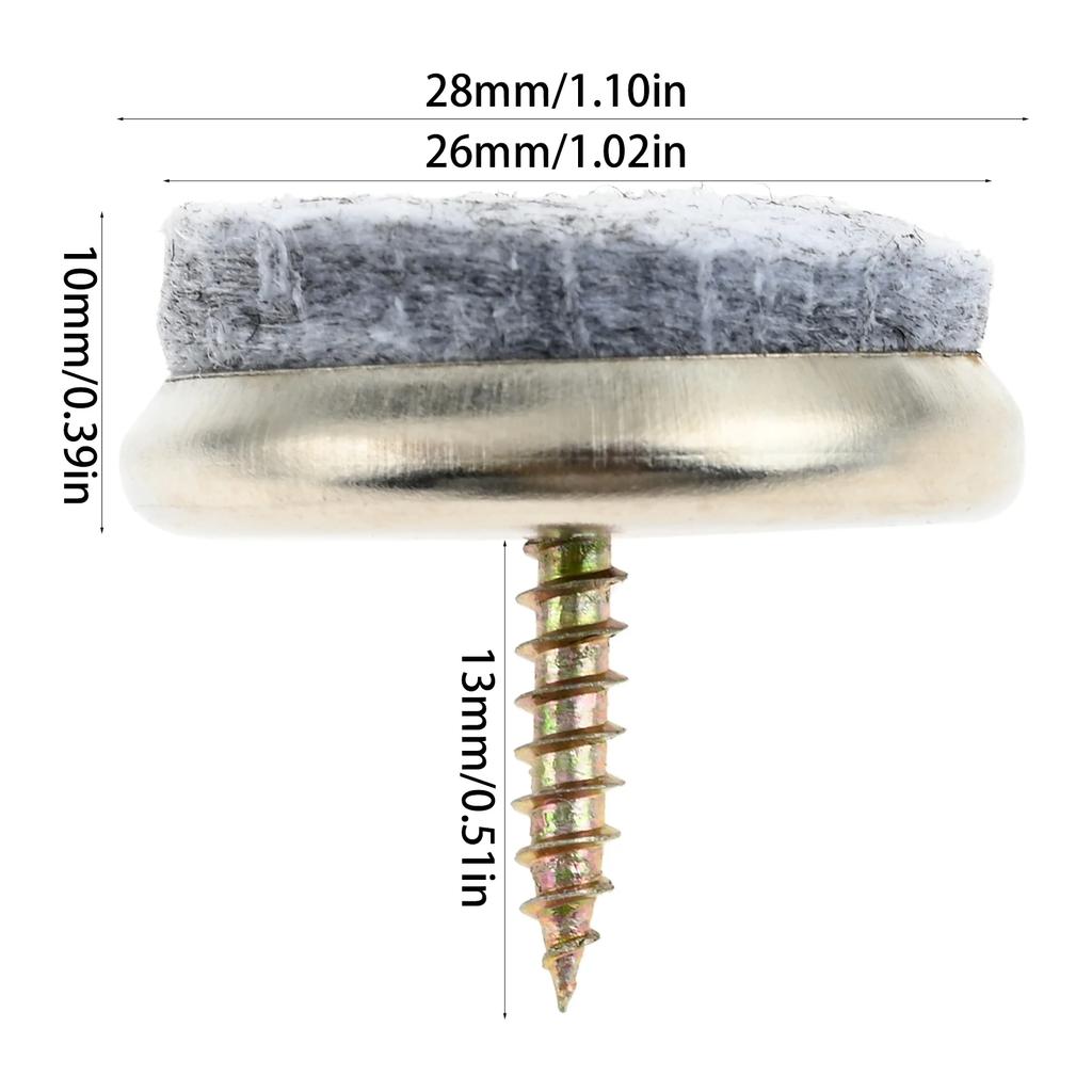 10Pcs Gray Furniture Felt Gliders Screw-On Felt Pads For Wooden Floors Home Chair Gliders Floor Protector Pad 18/20/22/24/28mm