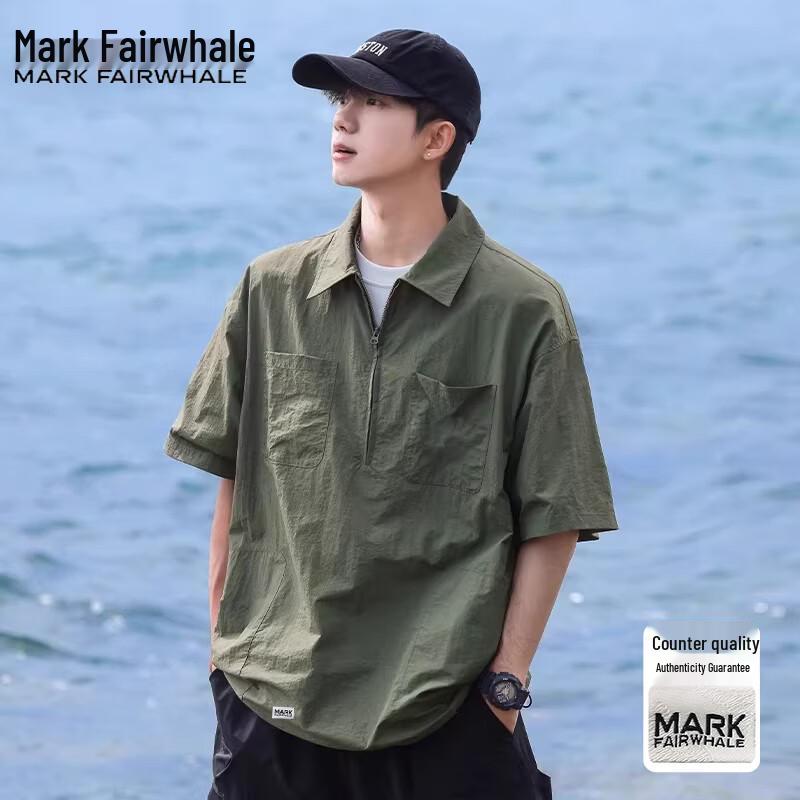 Mark Fairwhale Men's Retro Half-Zip Polo T-Shirt