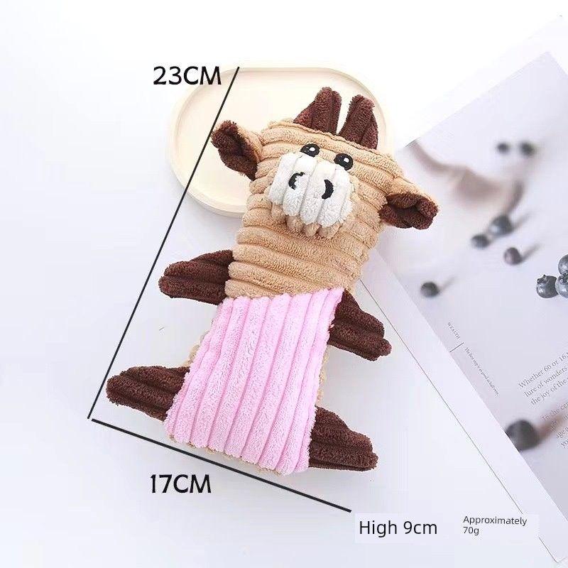 

New Plush Dog Toy Bulldog Bite-Resistant Relieving Stuffy Sound Toy Cartoon Animal Cat Pet Supplies Manufacturer Pink Cow