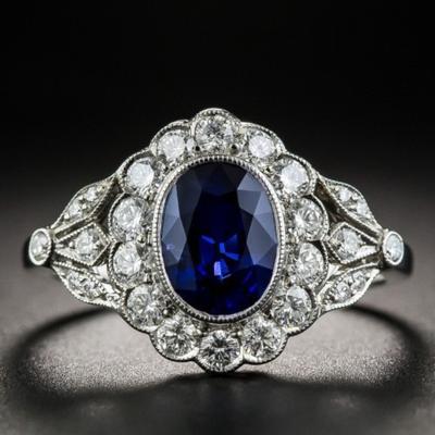 Bague Zircon Saphir Bleu Dénier Bague Fille Accessoire de Mode