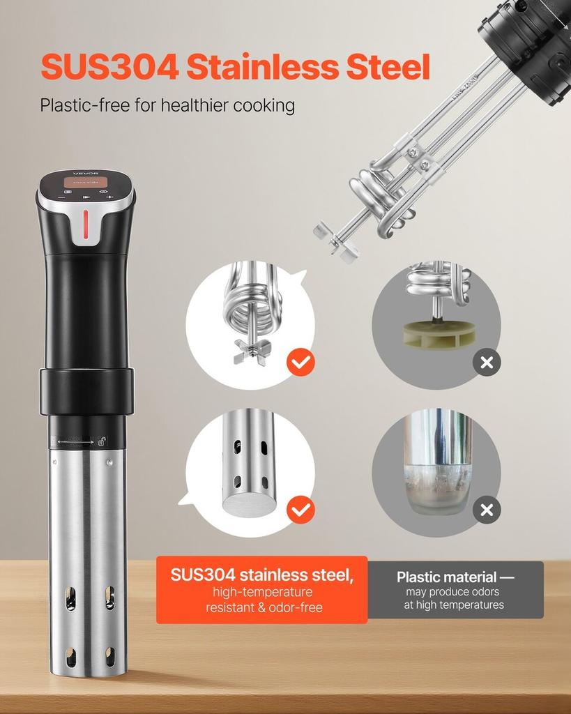 Sous Vide Präzisionskochgerät, 1100W Sous-Vide Kochmaschine, WIFI Immersion Circulator mit 10 voreingestellten Rezepten, LCD-Touchscreen, Schnellheizend, Präzise