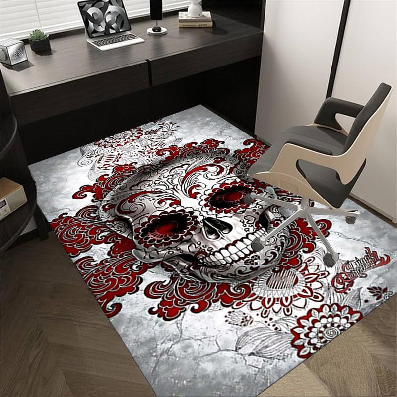 

1PC Sugar Skull Non-Slip Floor Carpet Compatible for Office&Living Room&Bedroom&Dining room - Flat - Weave Machine-S0329 60cm by 90cm