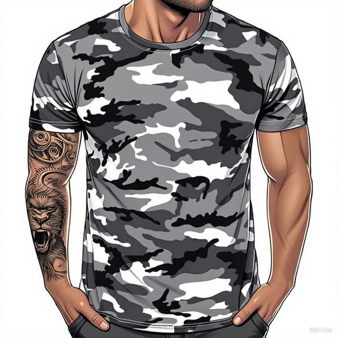 

Workwear Men s Outdoor Camouflage 3D Printed T-shirt Warrior Hunting Outdoor Sports Short Sleeved Clothing Fashionable Trend Loose Round Neck Tops XXXL