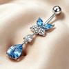 Zinc Zinc Alloy Drop Navel Piercing Ring Zircon Crystals Dangled Navel Ring  Women