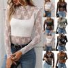 2026 European American Women's High Neck See-through Long Sleeve Sexy Y2K Mesh Top