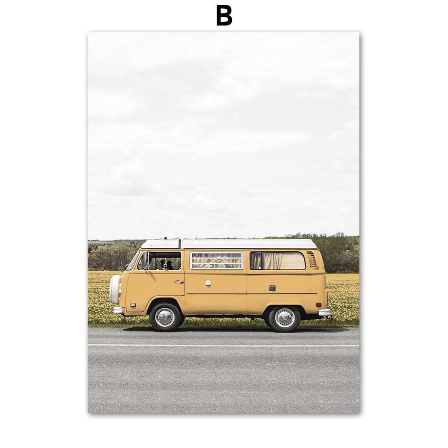 Zitrone Daisy Tür Bus Berg Stadt Zitate Wand Kunst Leinwand Malerei Nordic Poster Und Drucke Wand Bilder Für Wohnzimmer decor