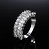 Fashion Female Rings  Sterling SIlver Square Zircon Double Row Inlaid Cubic Zircon Rings for Women  Anillos Mujer