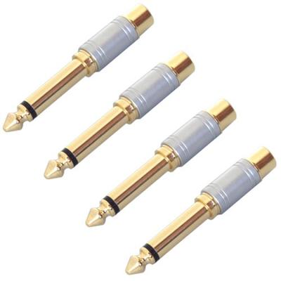 RCA Jack To Standard Plug Set of 4 (Pin Jack) (Phone) Converter,