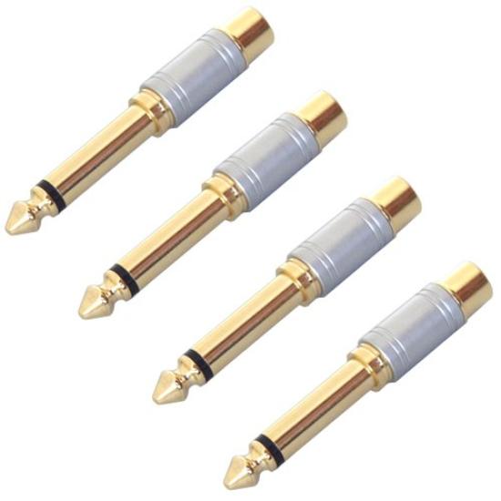 RCA Jack to Standard Plug Set of 4 (Pin Jack) (Phone) Converter,