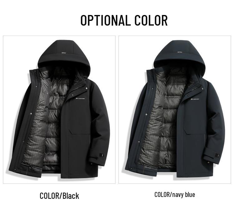 2025 Men's Winter Mid-Length Detachable Liner Down Jacket - Thick & Warm Outerwear