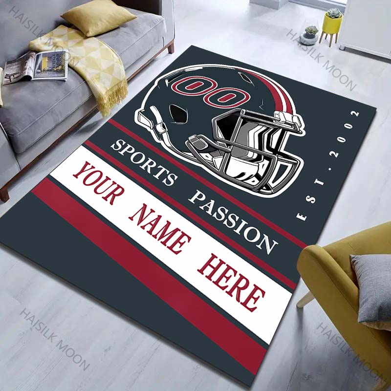 

Rugby Team Print Personalized Custom Name Carpet for Living Room Bedroom Home Decor Non-slip Floor Mat Modern Rug Washable Rugs 40x60cm (16x24in)