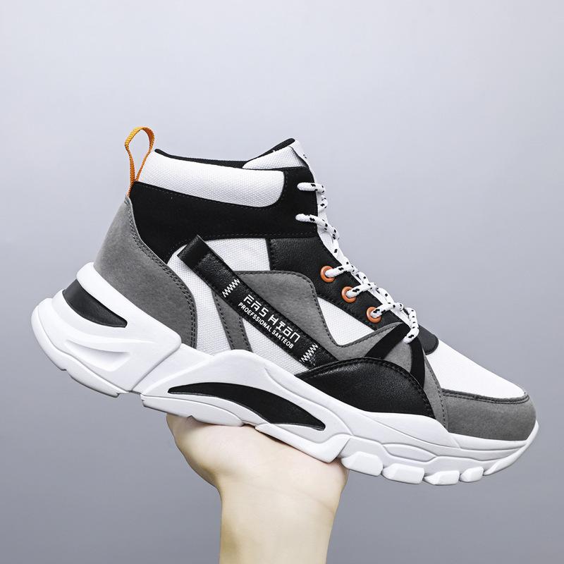 Winter Men's Shoes High Top Men's Sneakers New Fashion Versatile Platform Leather