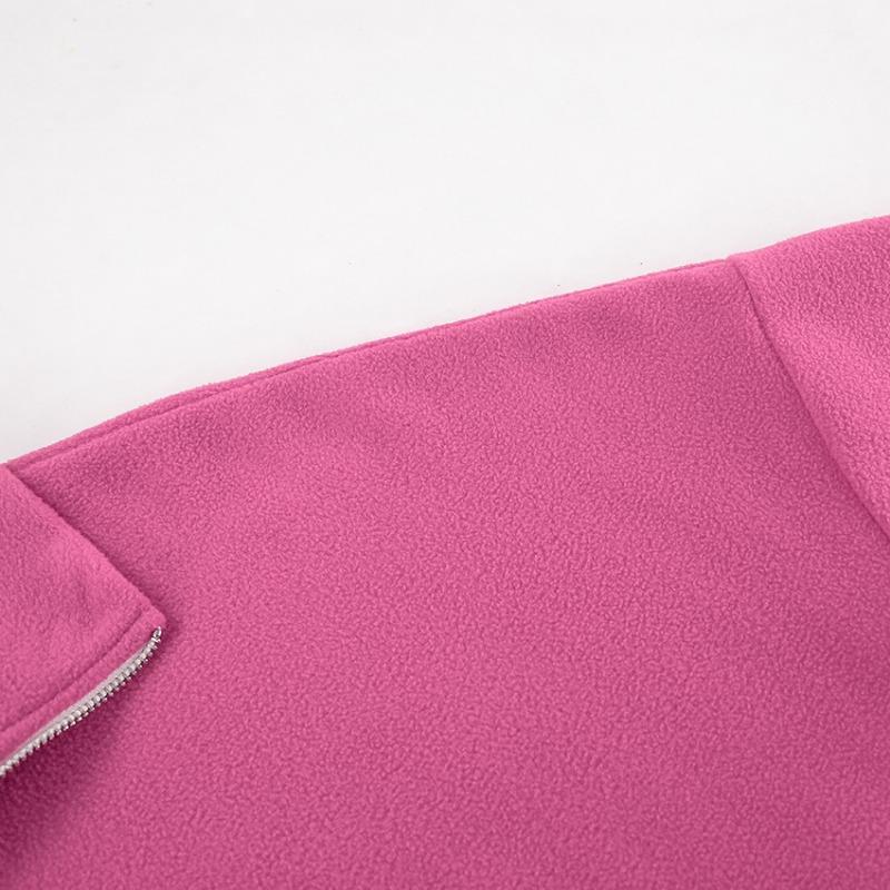 Damen S Rosa Kragen Fleece Cardigan Sweatshirt Locker Langarm