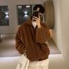 Men's Trendy Korean Style Brown Corduroy Jacket - Warm Casual Stand Collar for Autumn and Winter