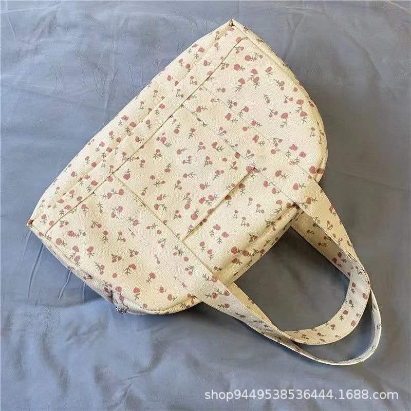 

Оригинальная холщовая сумка-тоут большой вместимости с цветочным принтом, новая сумка через плечо для поездок на работу с цветочным принтом, нишевая сумочка