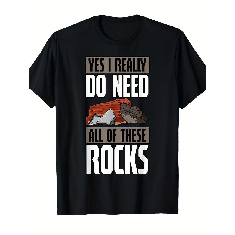 

European sizes Men S Funny Geology Rock Collector T-Shirt - Yes I Really Do Need All These Rocks Graphic with Color-Coded Mineral 4XL чорний