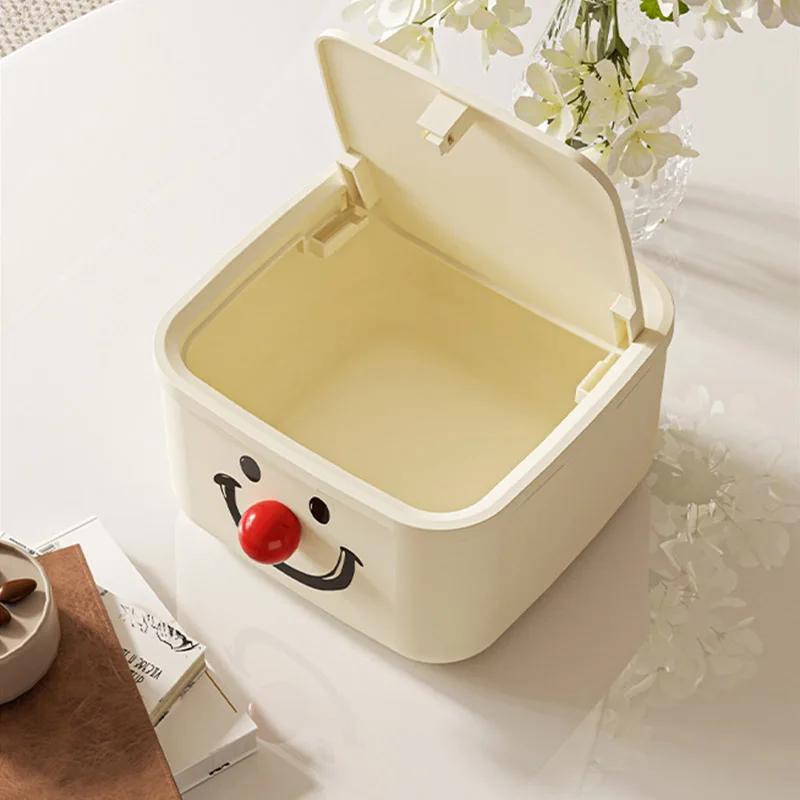 Creative Joker Smiling Face DIY Large Capacity Press Cap Garbage Bin Student Dormitory Living Room Bathroom Desktop Garbage Bin