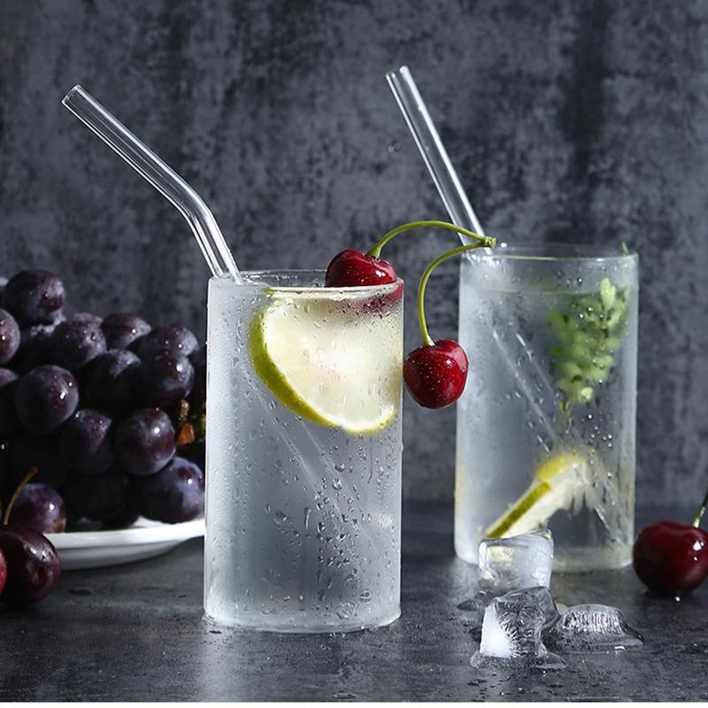 200*8mm Clear Glass Straws for Smoothies Cocktails Drinking Straws Healthy Reusable Eco Friendly Straws with Cleaning Brush