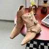 2025 New Holiday Style Niche Temperament Thick Heel Belt Buckle Short Tube Super Martin Boots Autumn and Winter Sleeve Short Boots