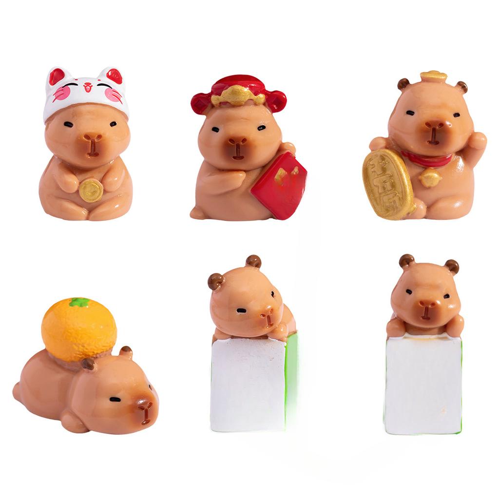 Micro Landscape Cute New Year Fortune Capybara Capibara Figure Decoration Desktop Car Accessories