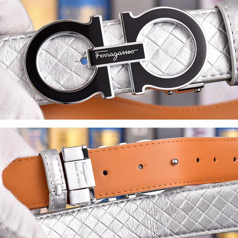 Salvatore Ferragamo Pánský opasek z hovězí kůže 3,3 cm Luxusní značkový designový opasek Oblek Džíny Formální Značka