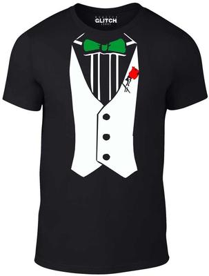Tuxedo T Shirt - Funny T-shirt Comic Fancy Dress Retro Party Smart Shirt Bow Tie