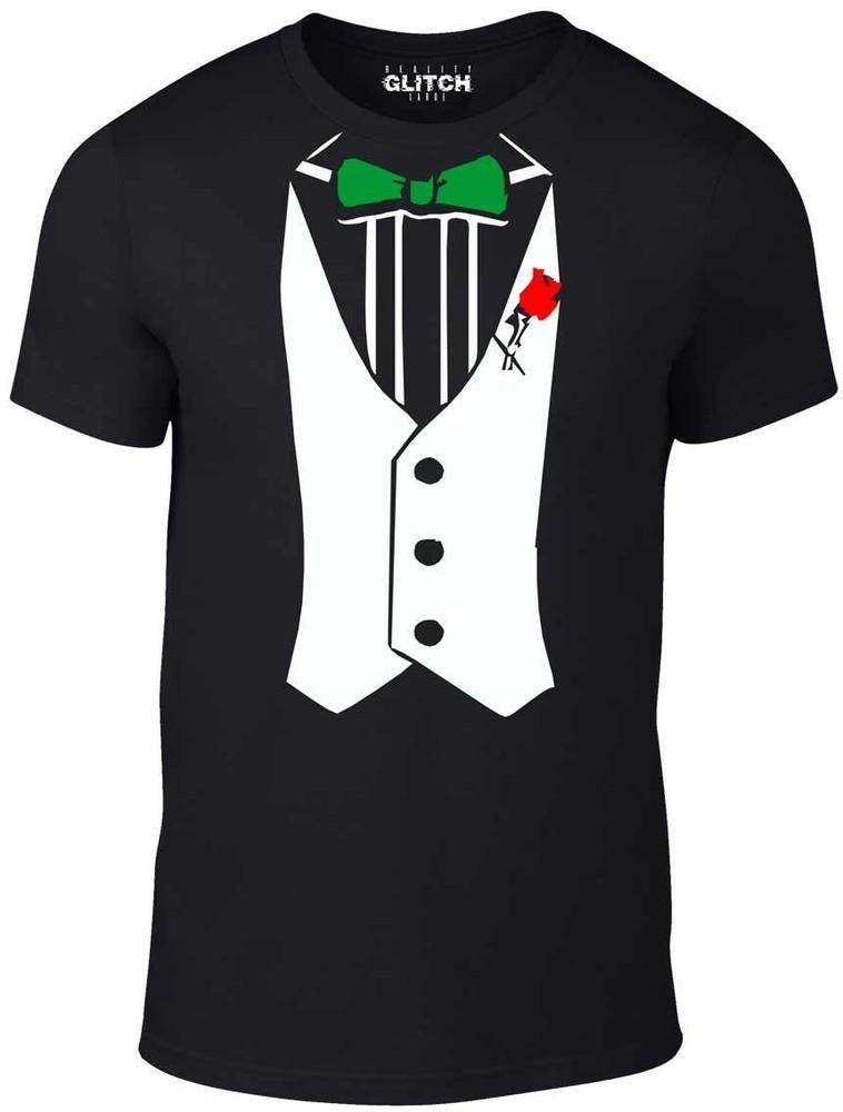

Tuxedo t shirt - Funny t-shirt comic fancy dress retro party smart shirt Bow Tie 4XL