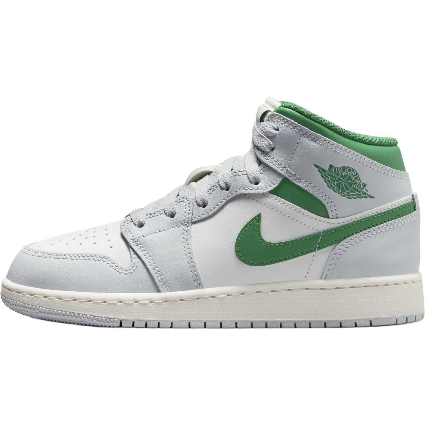 Air Jordan 1 Mid GS Summit White Pure Platinum Sail Pine Green DQ8423-142 36
