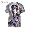 Summer Clothing Harajuku Anime Characters 3D Printed Round Neck Breathable Short Sleeved Casual Top for Men and Women