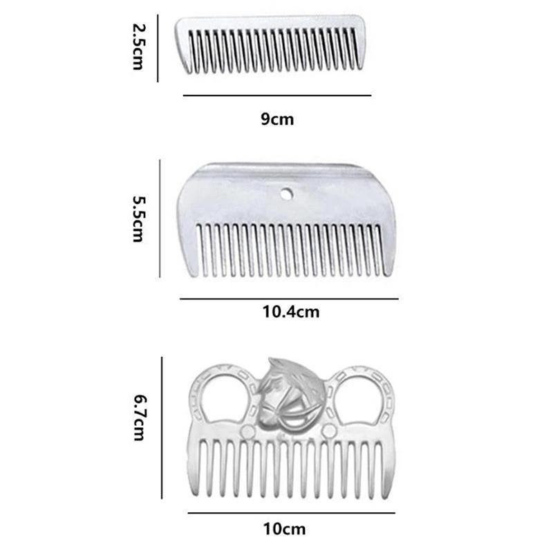 Aluminum Metal Horse Curry Comb Non-Slip Grooming Brush for Pony Coat Cleaning Equestrian Stable Care Supplies