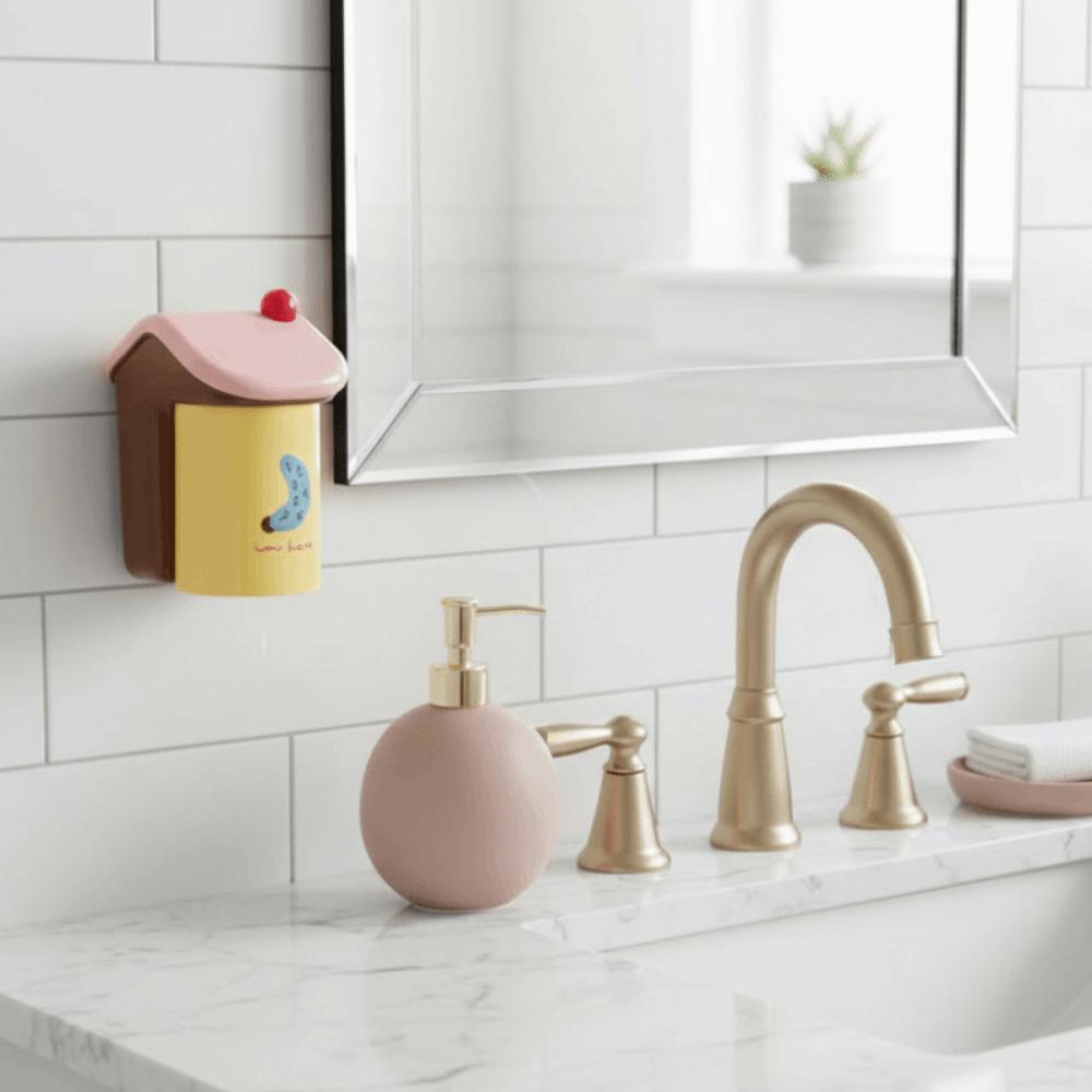 Plastic Toothbrush Cup Holder Magnetic Toothbrush Storage Rack Mouthwash Storage