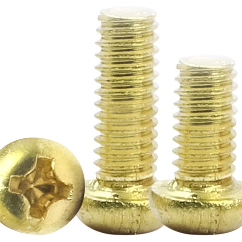 Pure Copper Pan Head Machine Screws - PM Cross Slot, Semicircular Head, Sizes M2.5-M8