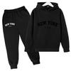Kids Fashion Hoodie Boy Girl Toddler Pullover 3-12Years NEW YORK USA Letter Print Clothes Casual Top+Trousers 2P Coat Sports Set