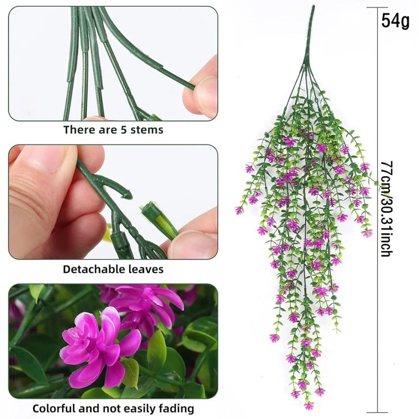 77CM Artificial Hanging Flower False Rattan Willow Rattan Flower Artificial Hanging planta for Home Garden Wall Decoration