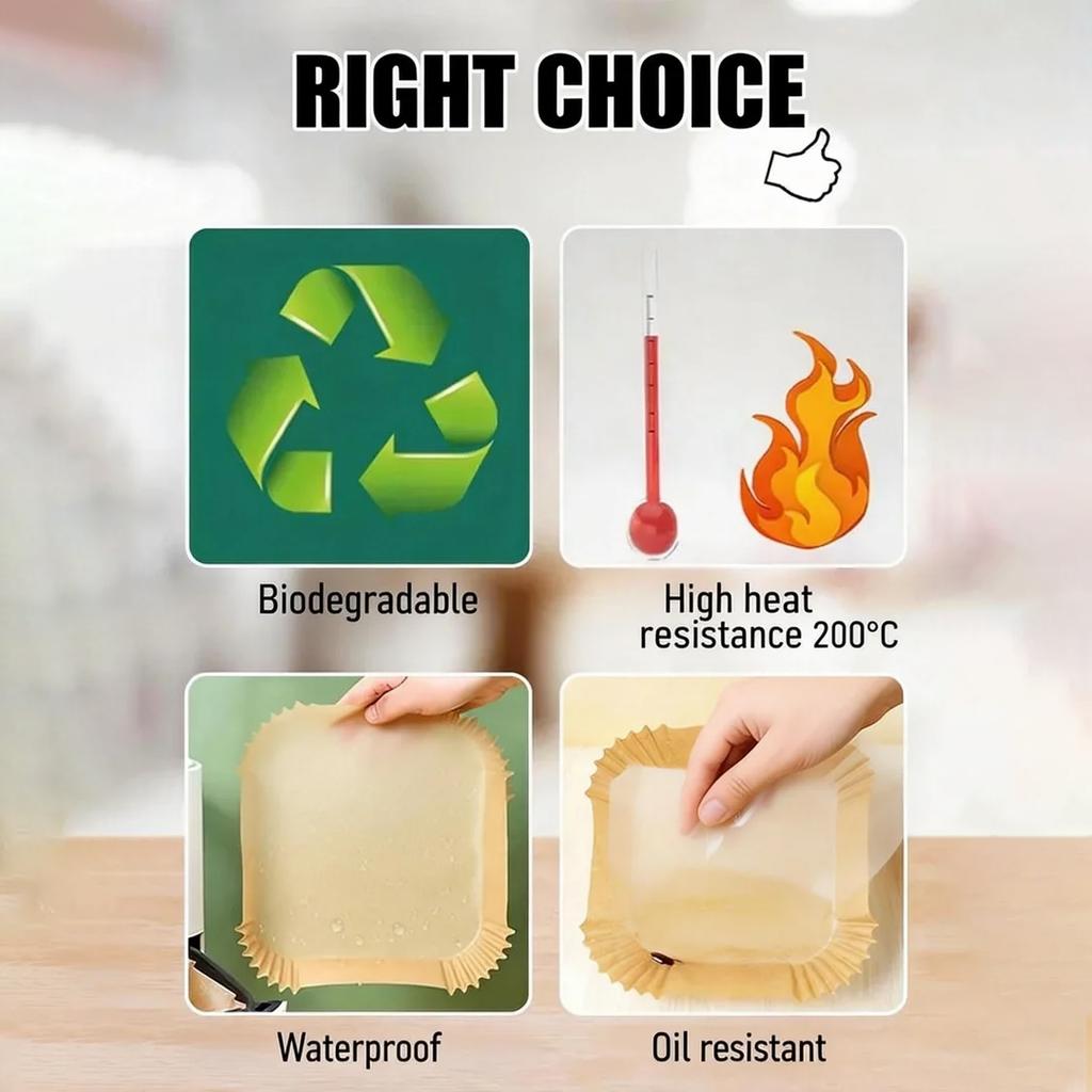 20 cm Papier für Heißluftfritteusen, 100 Stück, Backpapier, Heißluftfritteusen-Schale