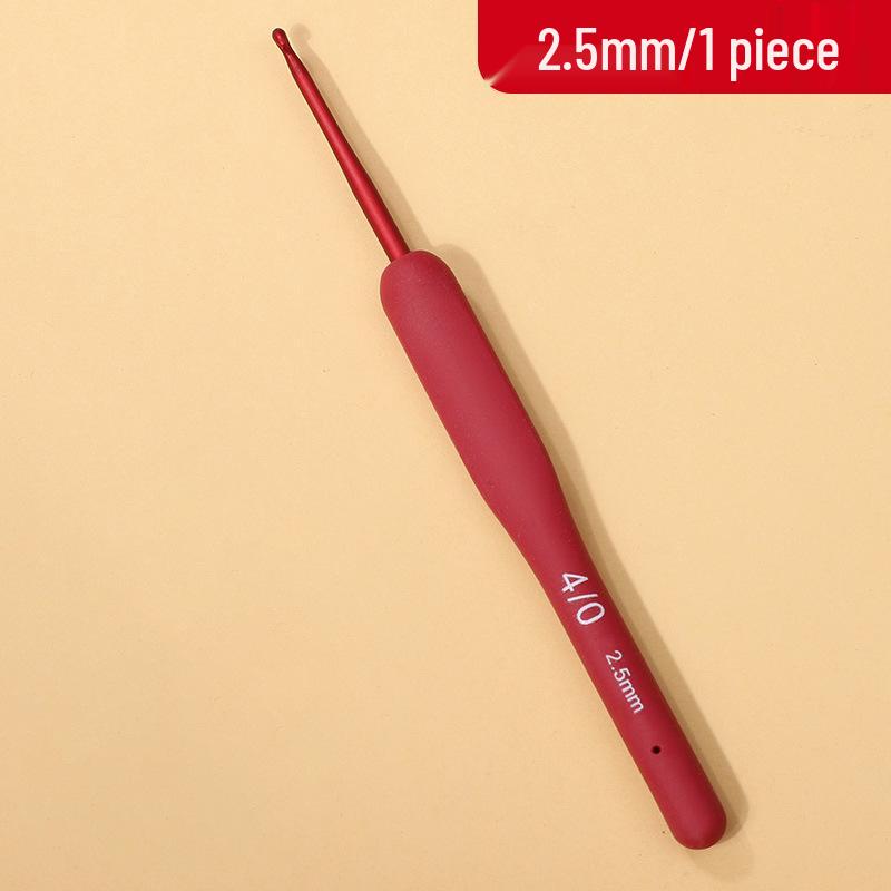 Red Soft Grip Crochet Hooks Set: Handmade Silicone Non-Slip Knitting Needles with Bag