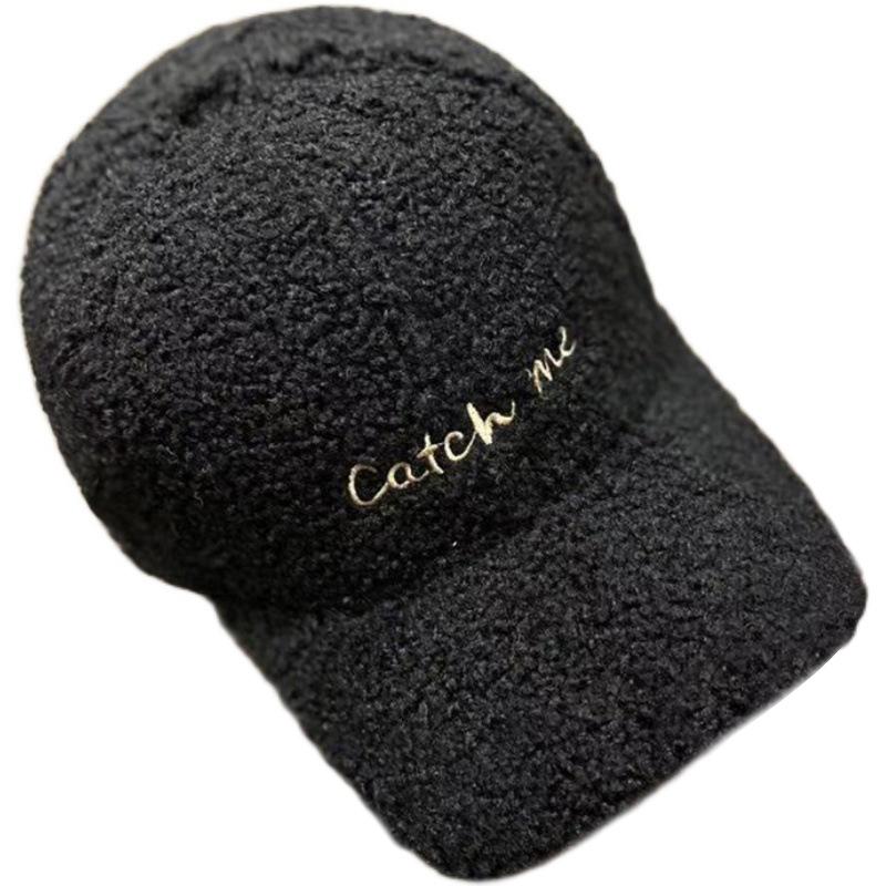 Korean Winter Ins Lamb Velvet Warm Baseball Hat for Women Japanese Versatile Letter Baseball Hat Fashion Trend
