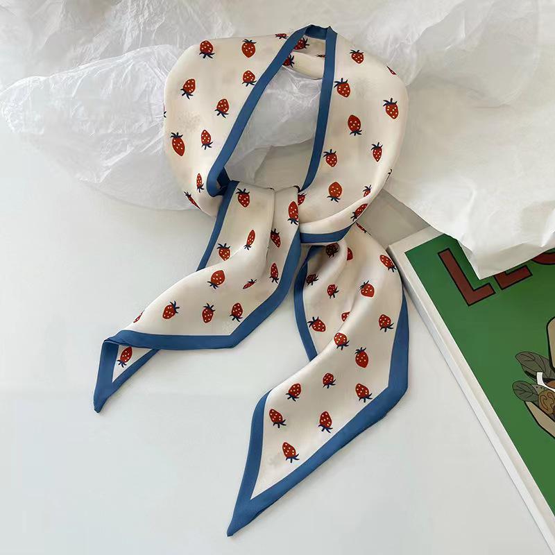 

2023 Misty Blue Silk Hairband & Scarf - Women s Long Tie Ribbon for Bag or Hair, Spring/Summer Ins Style 7*90