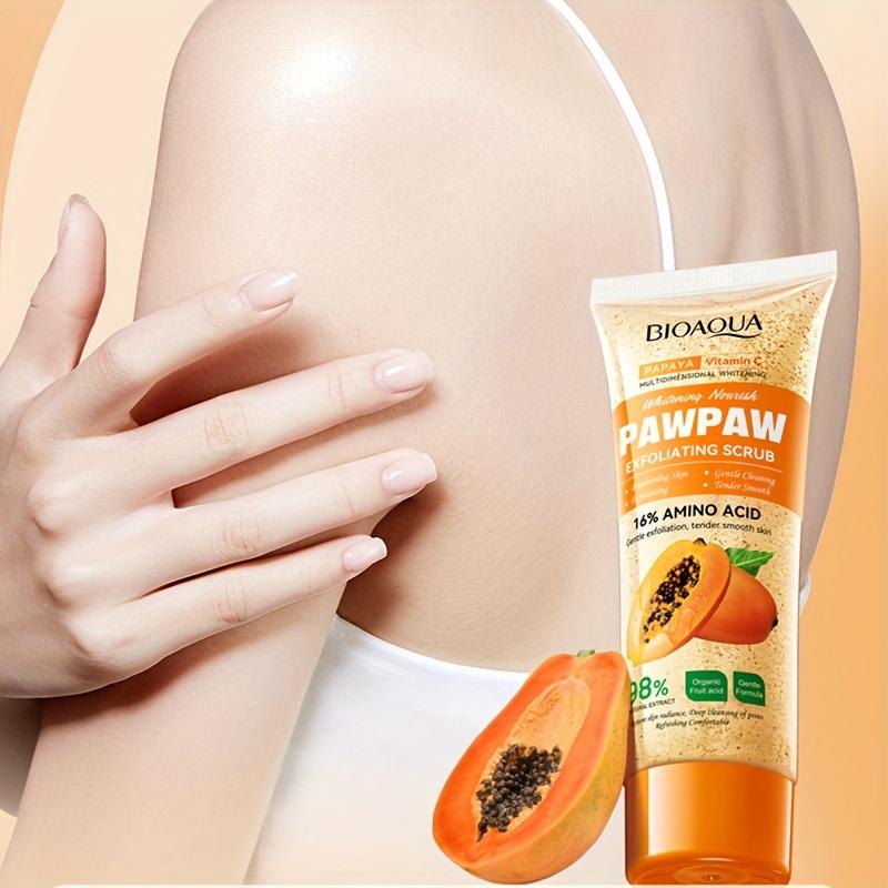 100g BIOAQUA Papaya Vitamin C Exfoliating Scrub Cream - Hypoallergenic, Moisturizing, Physical Exfoliation, Scented with Papaya,  and Deep Cleansing