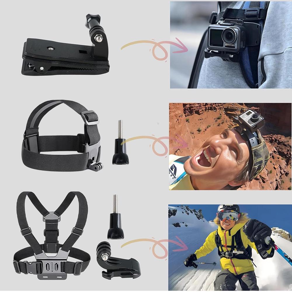 GoPro Chest Strap Mount for Sports Cameras, Compatible with DJI, Xiaoyi, Hero10/9.