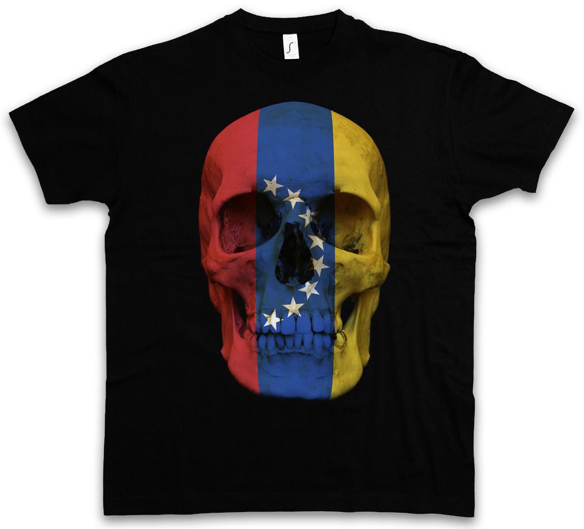 CLASSIC VENEZUELA SKULL FLAG T-SHIRT Biker MC Banner Shirt Sizes S 5XL XL
