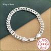 925 Sterling Silver 6.5MM Sideways Cuban Exquisite Bracelet, Suitable for Men and Women Party Jewelry Accessories