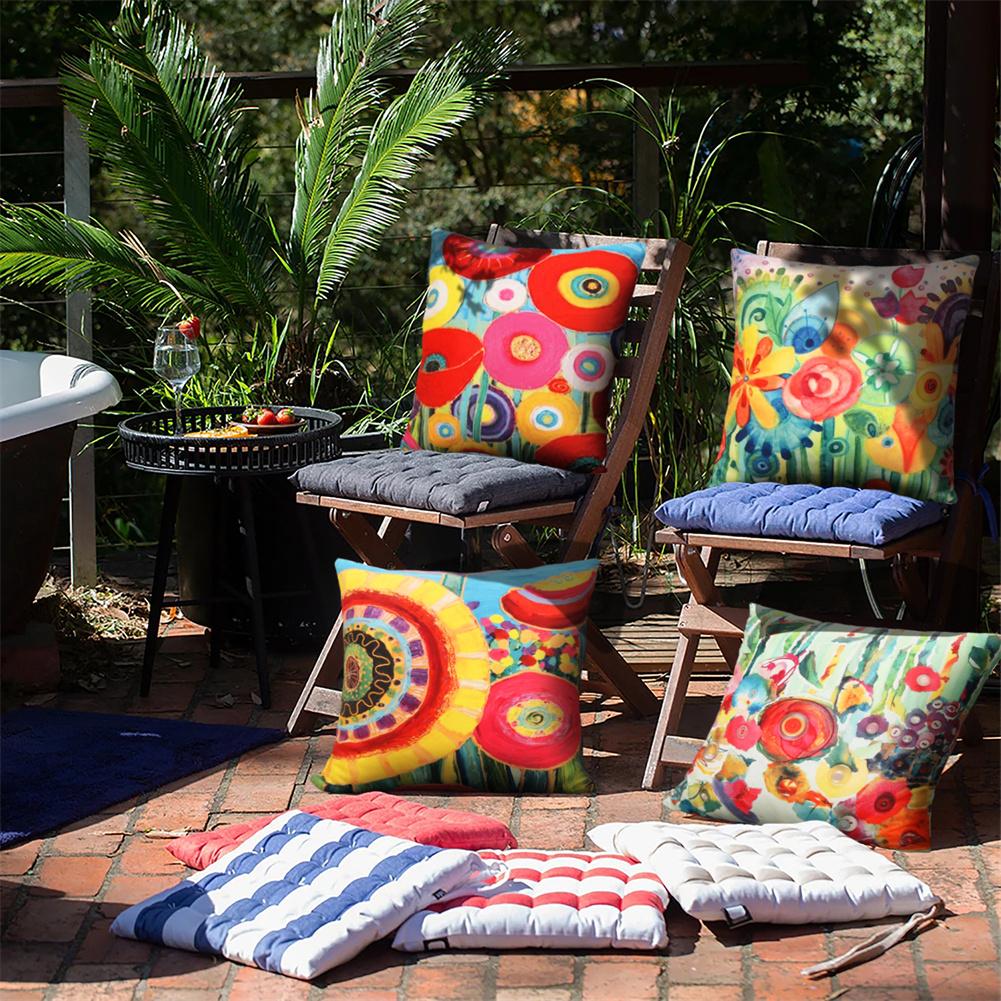 4pcs Decorative Throw Pillow Covers Pillowcase Flower Print Cushion Cover For Patio Garden Balcony 18x18inch
