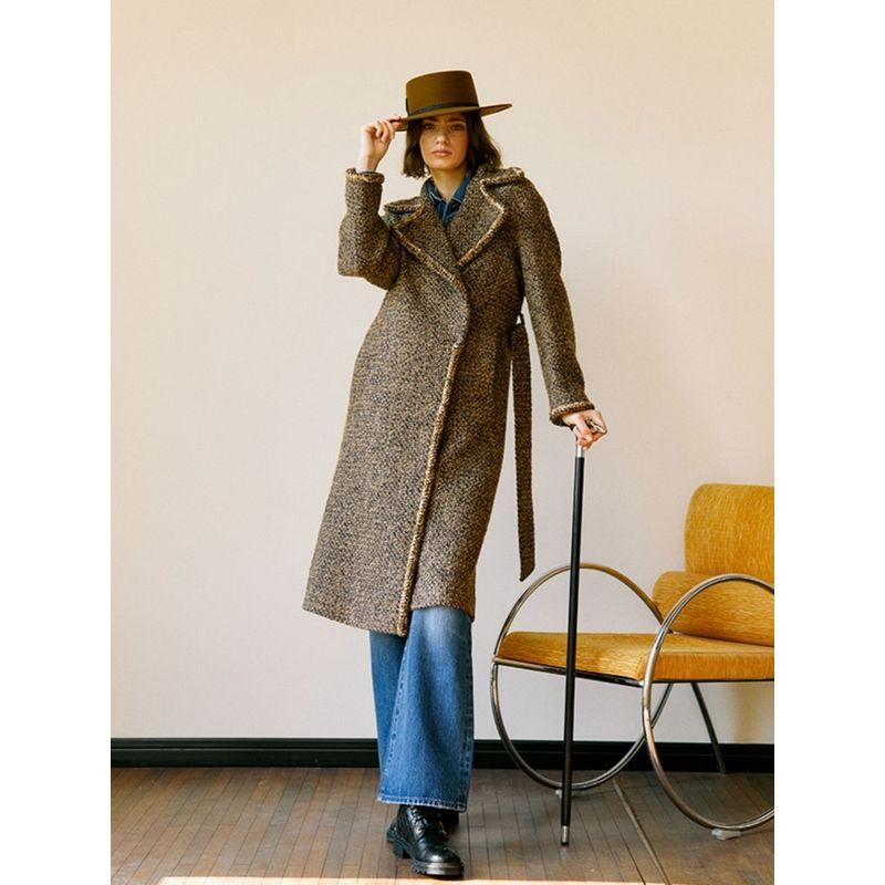 Blacknini/British Fabric with Various Styles and Details Patchwork Overcoat/Velvet Overcoat