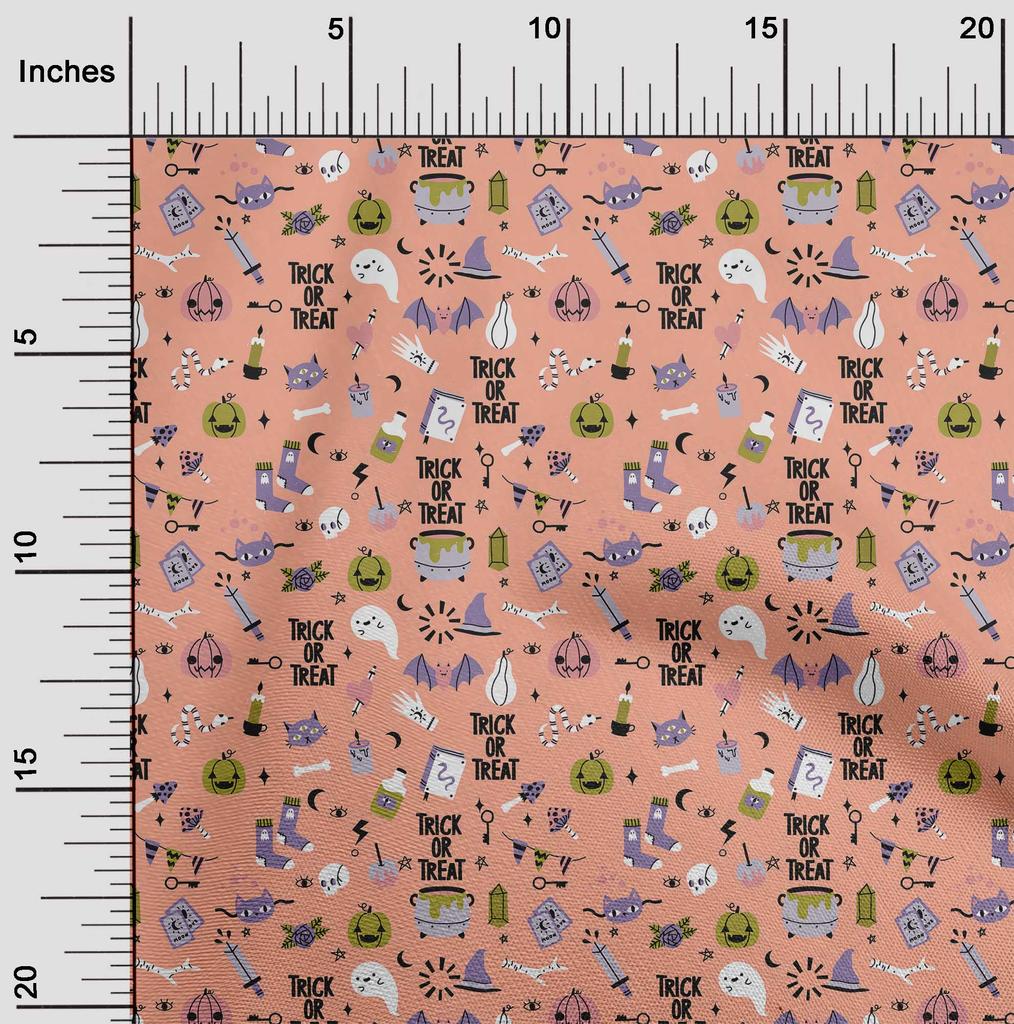 oneOone Cotton Flex Light Yellow Fabric Halloween Sewing Material Print Fabric By The Yard 40 Inch