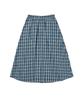 COTTON BELL Button Placket Flare Skirt - Blue Check
