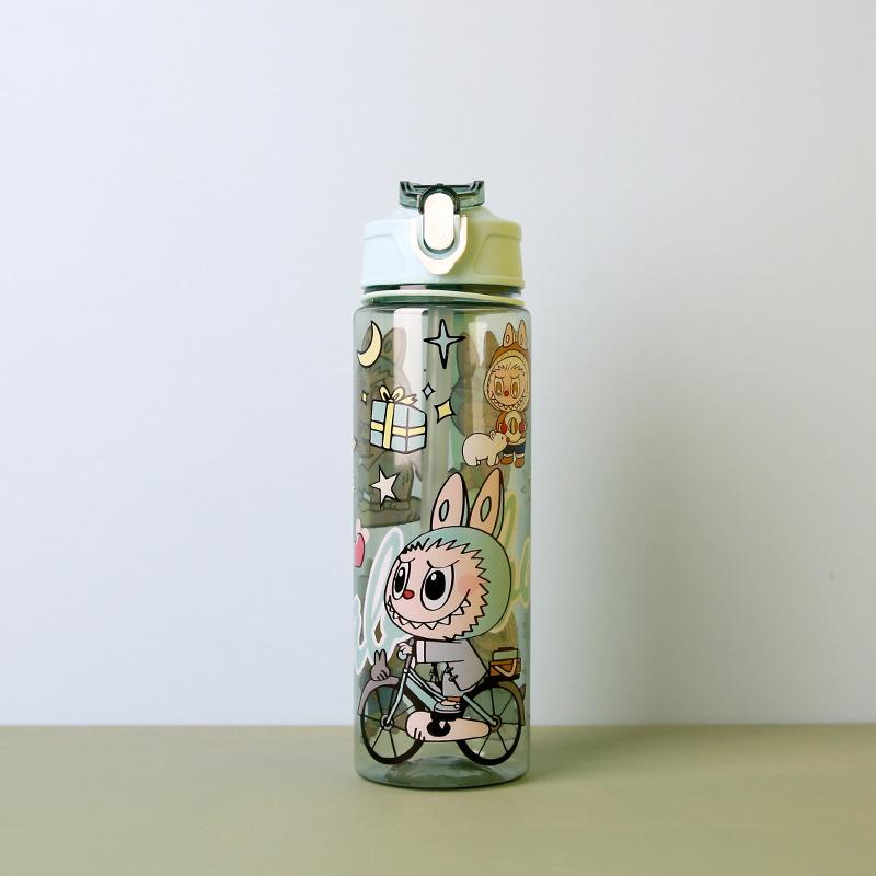 BPA-Free Visually Appealing Cartoon Water Bottle with Straw - Leak-Proof, Portable for Outdoor Sports, Fitness, Travel