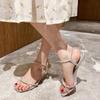 Die 2025 Sommer Neu Dinnerparty-Stil Champagnerfarbene Skinny Damen-Schuhe, Sexy High-Heel-Sandalen und Zwei-Wege-Flip-Flops